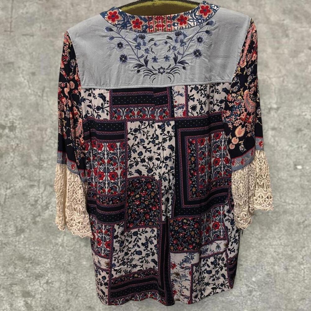 John Mark Garden Cottage Patchwork Embroidered La… - image 3